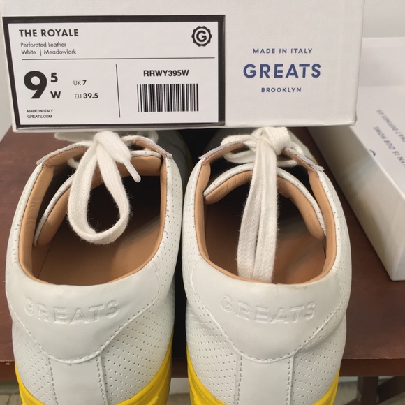 Great Brooklyn The Royals Perforated leather white/Meadowlark made in Italy - Picture 1 of 14